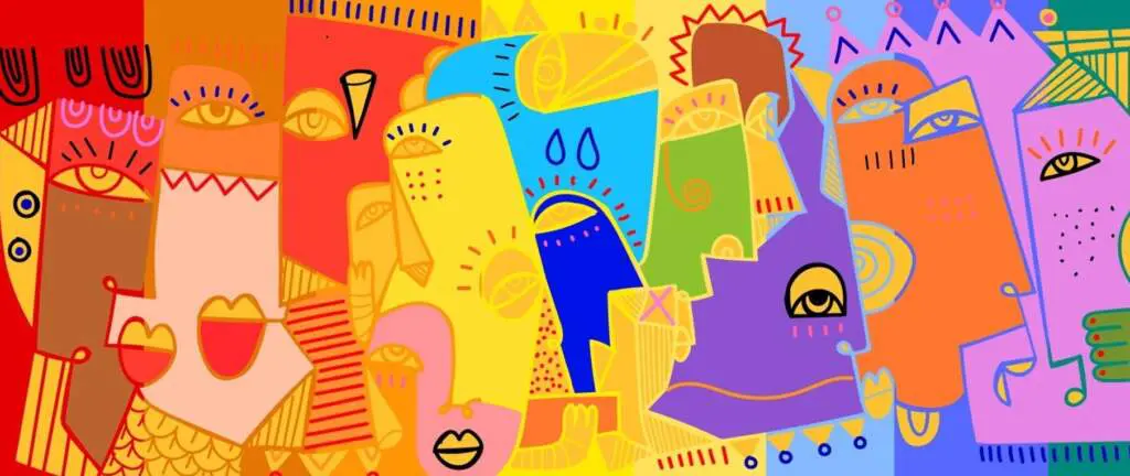 キュビズムスタイルで描かれた子どもの顔の絵
