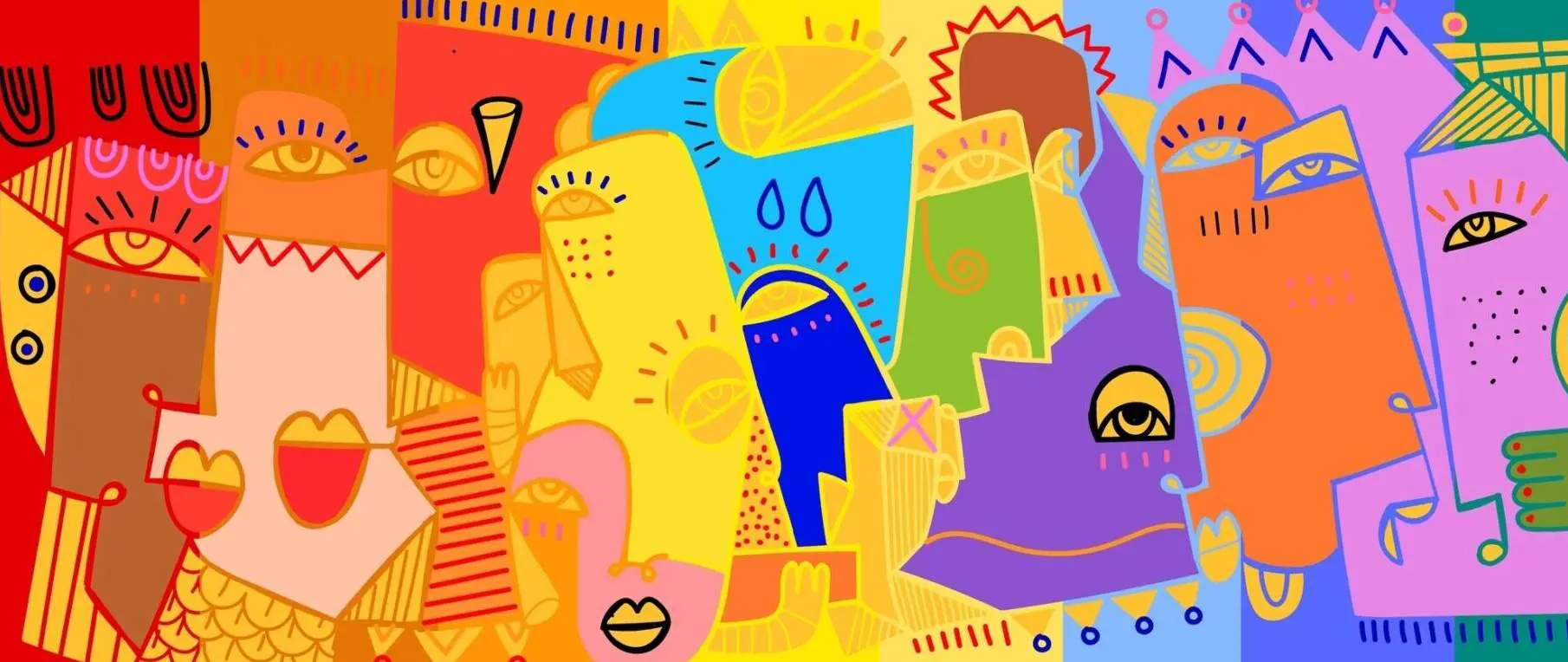 キュビズムスタイルで描かれた子どもの顔の絵