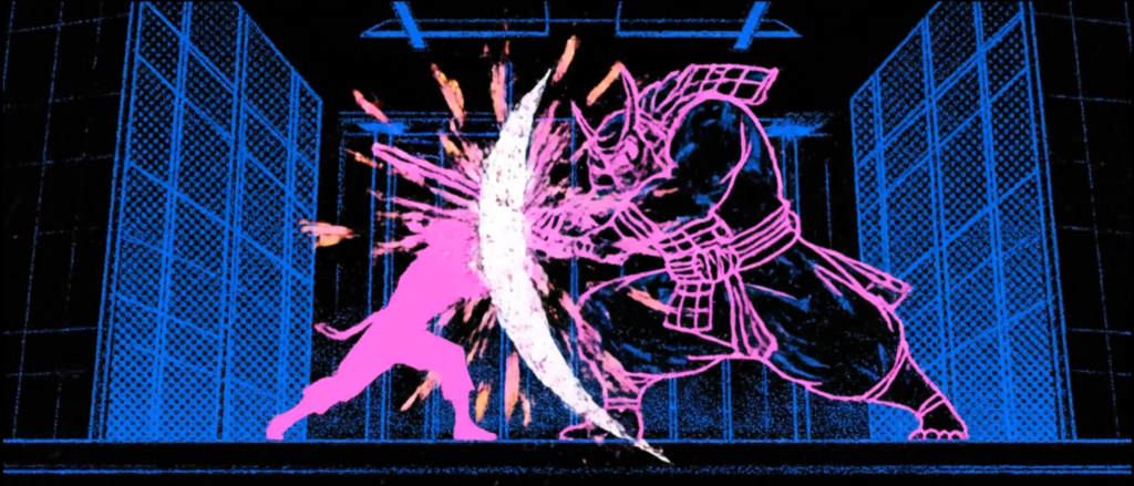 子どもたちの憧れの忍者が強敵と戦っているイラスト。忍者になりきり強敵を倒せ!