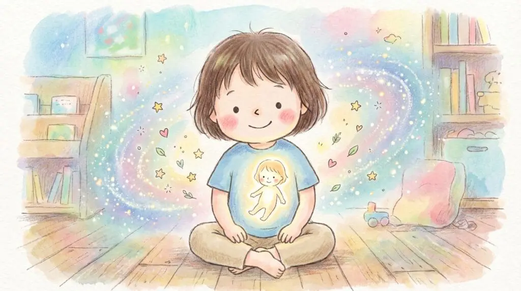 子どもの内側にいるもうひとりの存在を表現したイラスト