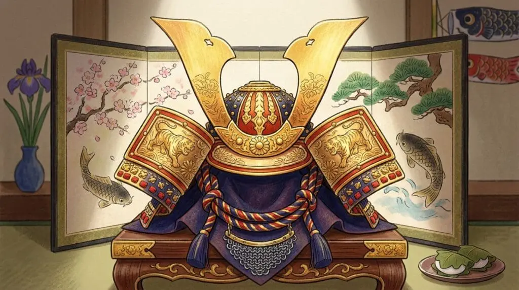 端午の節句の五月人形の兜飾り、子供の成長を願う伝統行事の由来