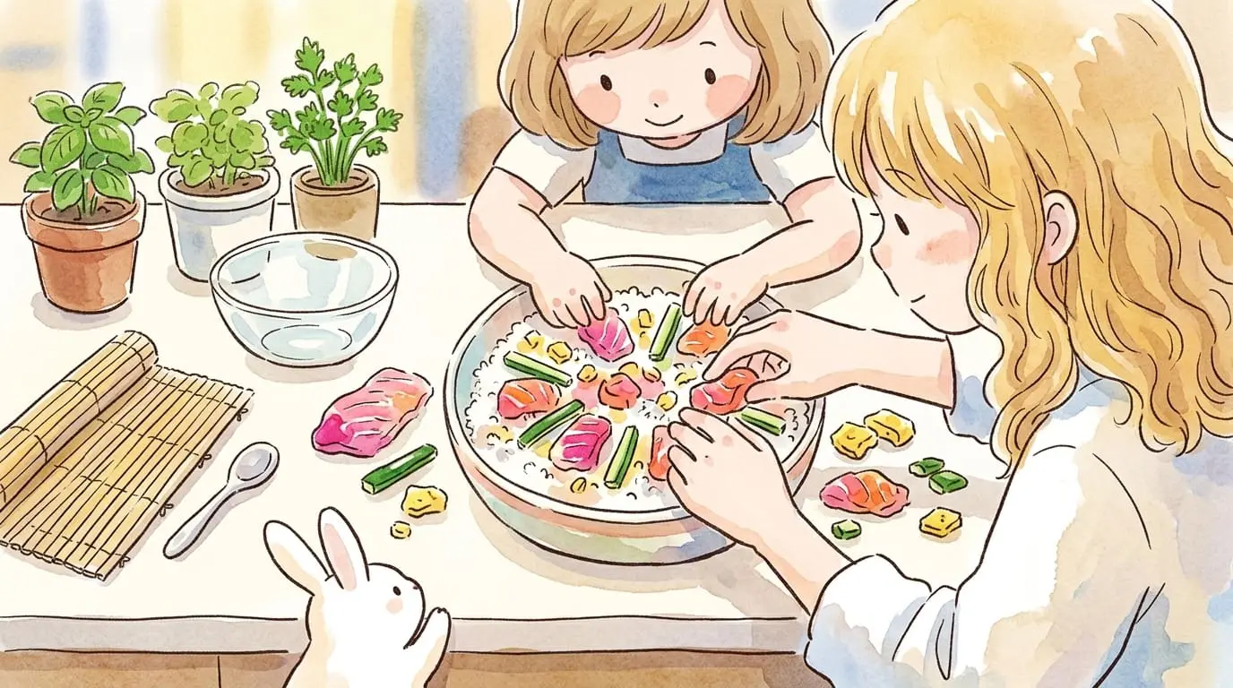 こどもの日に親子で一緒に作る簡単ちらし寿司、楽しみながら祝う家庭の様子