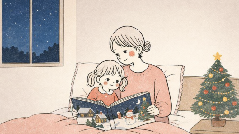 クリスマス絵本を親子で読み聞かせする4〜6歳向けの場面