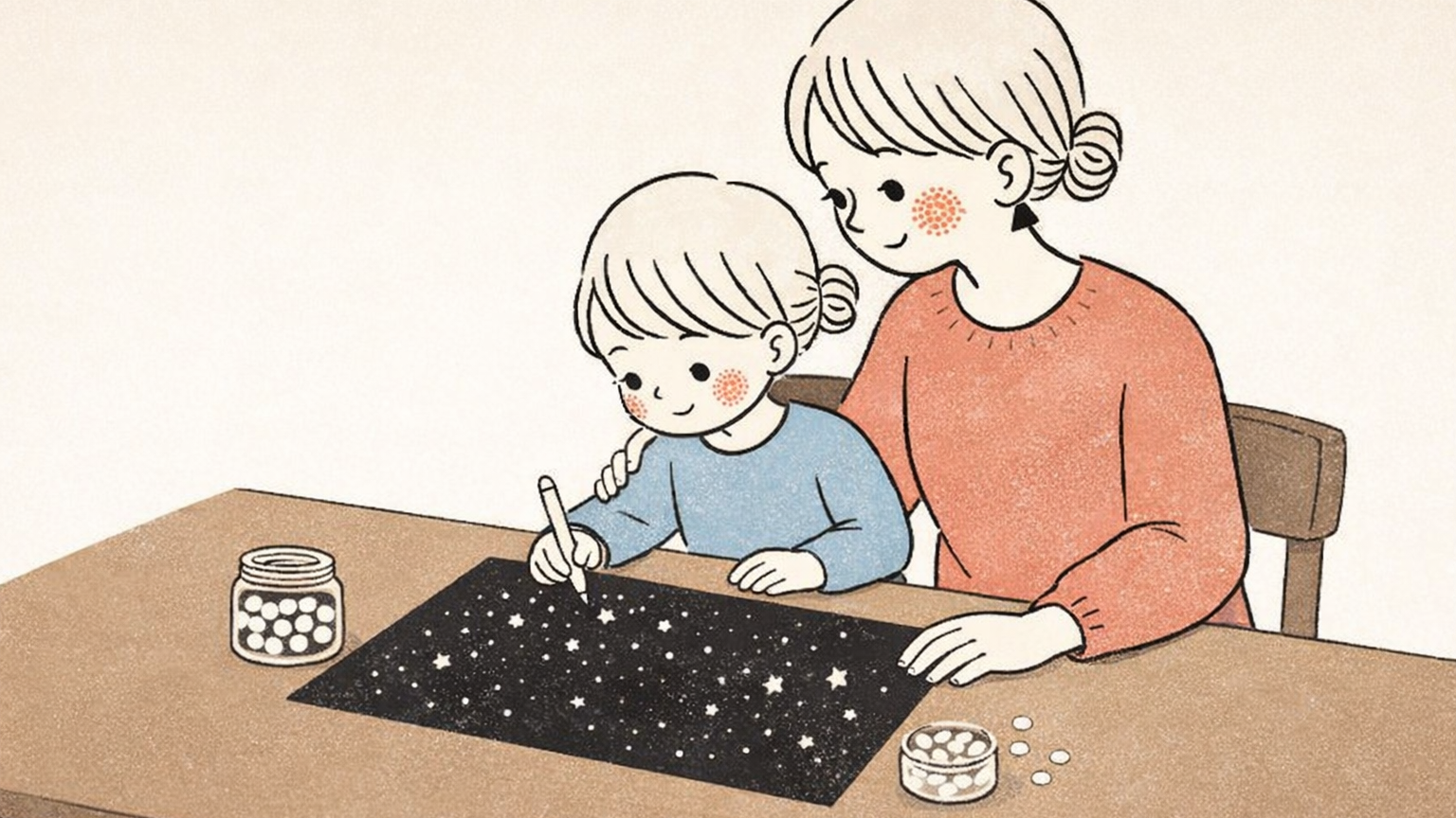 すばるの星かぞえワークでわが家のすばるマップを作る親子